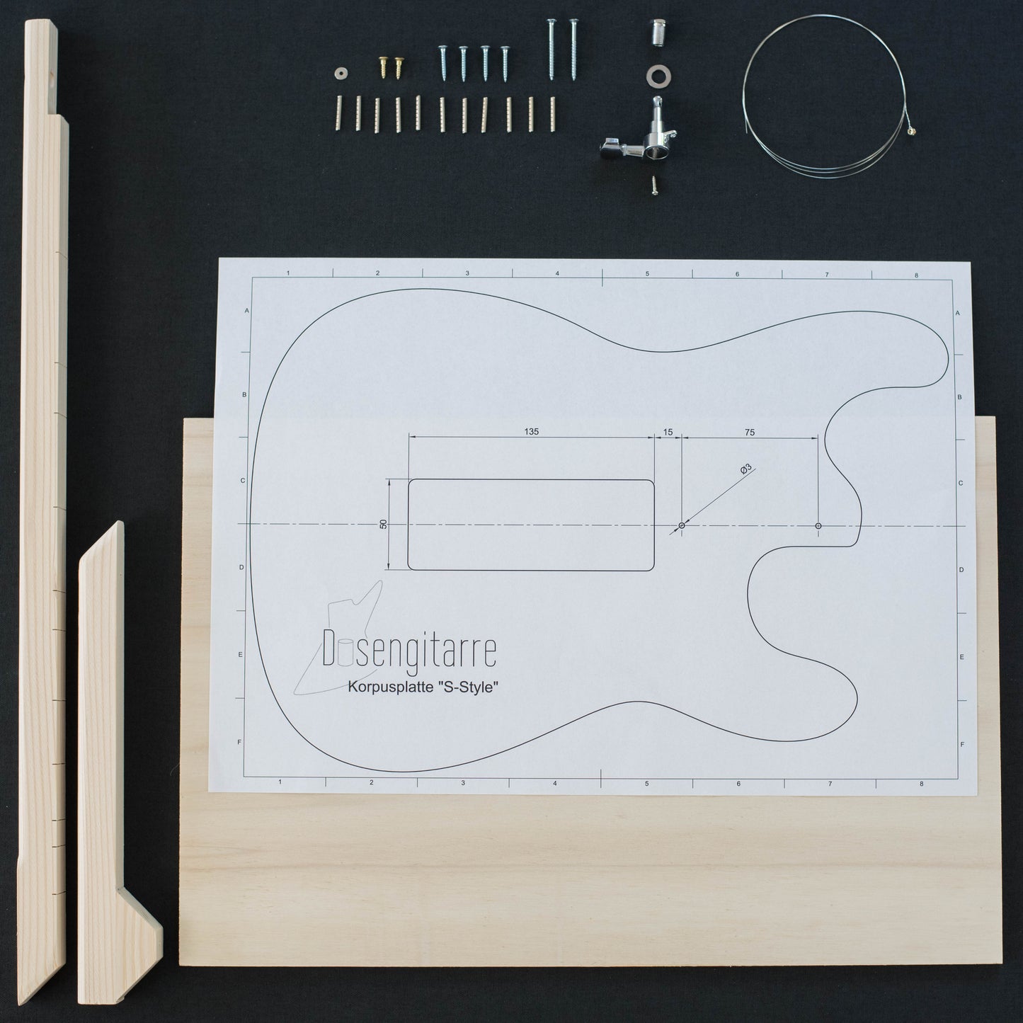 Dosengitarre "Custom-Style" Bausatz Dosengitarre